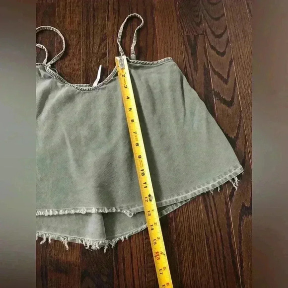 Free People Women’s S Hunter/Army Green Spaghetti Straps Crop Top w/Fringe - EUC - Picture 6 of 10